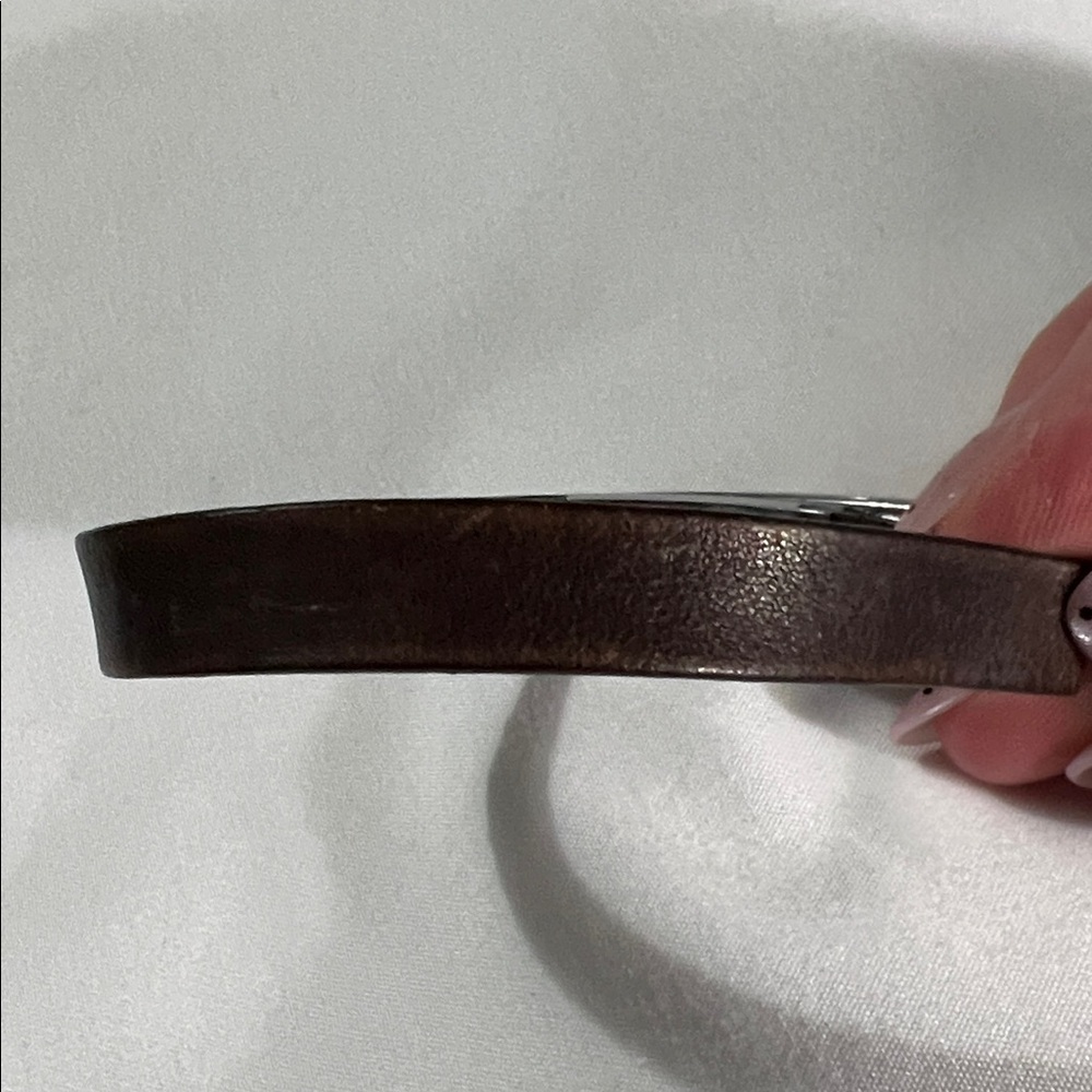 Fossil Leather & Silver Hardware Bracelet - Picture 7 of 8